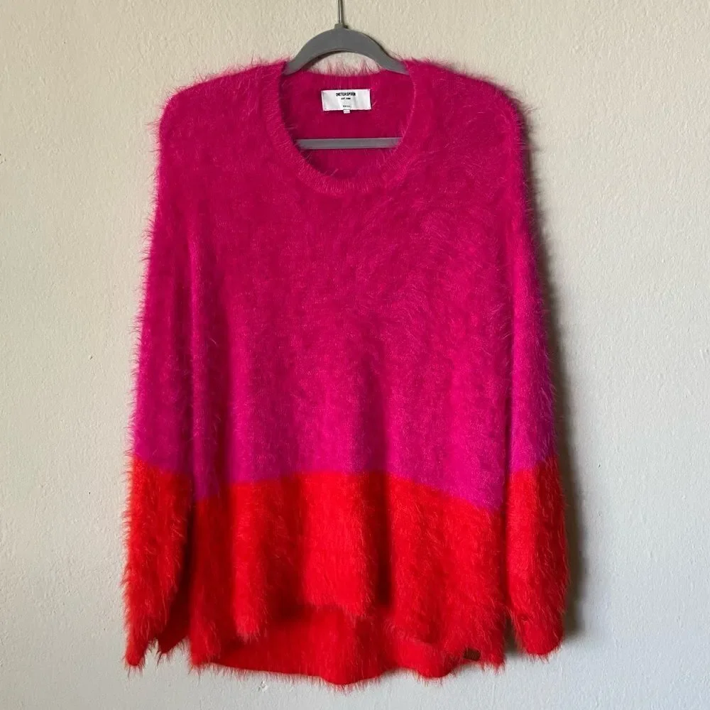 One Teaspoon Lost Signal Colour Block Pink Red Dress Sweater Crew Size S